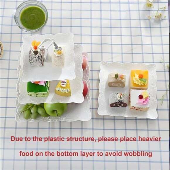 3 Pack 3 Tiers White Plastic Cupcake Stand Dessert Stand Tiered Serving Trays - Picture 5 of 8